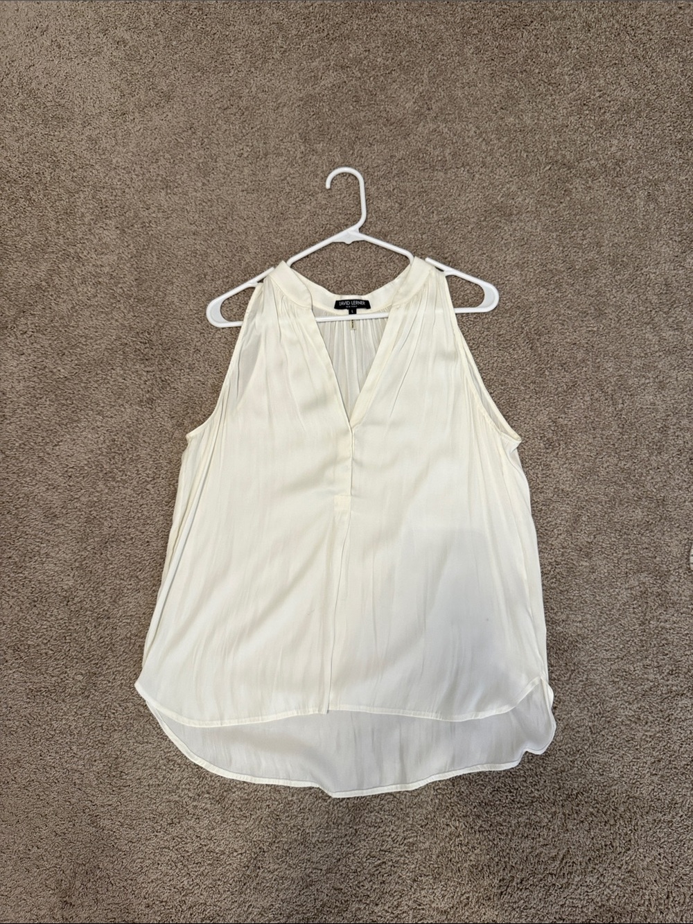 David Lerner Cream Sleeveless V-Neck Blouse